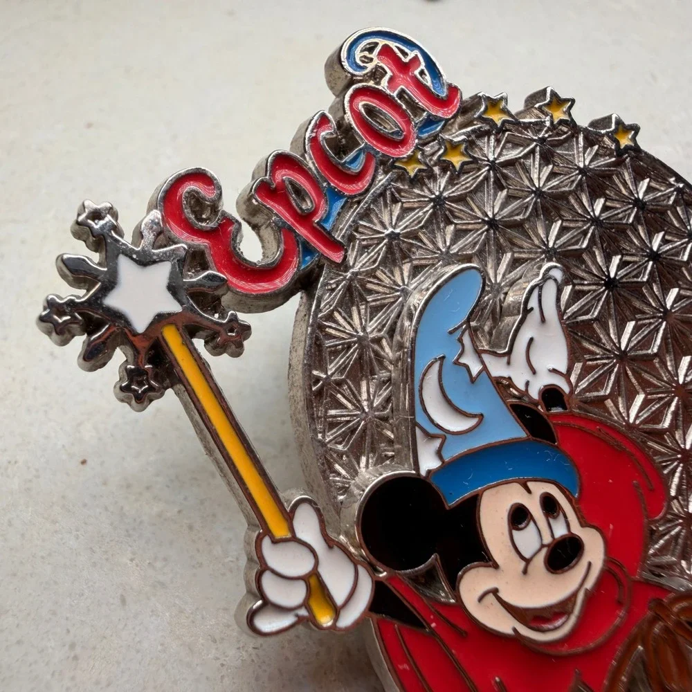 Official Disney Epcot Trading Pin Sorcerer Mickey Mouse Earth 2003 Silver